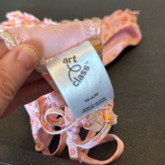 Art Class Leopard print Bikini set pink/yellow girl size 4/5 - Picture 4 of 8